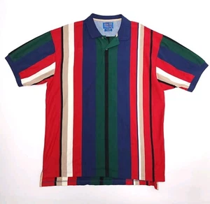 Vintage Pendleton Polo Mens XL Multicolor Stripped Short Sleeve Shirt Red Blue - Picture 1 of 5