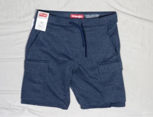 WRANGLER MENS CARGO SHORTS XS BLUE ATHLETIC FIT UNLIMITED COMFORT FLEECE NWT - Picture 1 of 2