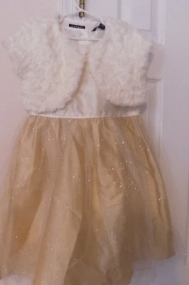 New George brand cream colored pary dress with lace & cover top, size 8    - Image 1 of 4