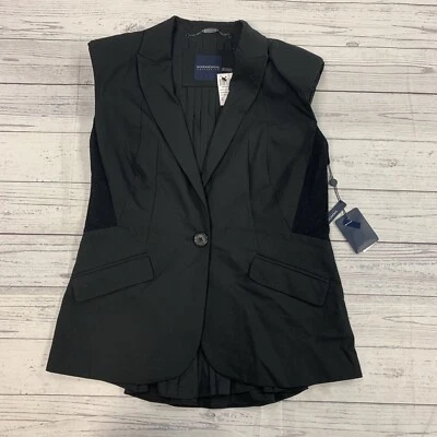 Chaleco Magaschoni Mujer Negro Botón Delantero Talla 14 Foto 1 de 4