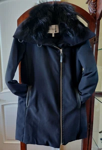 Derek Lam Down Black Coat GENUINE Fox Fur Removable Collar Size XS Urban Chic! - Picture 1 of 9