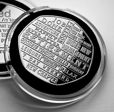 HAPPY RETIREMENT Silver Commemorative Coin in Capsule. Gift/Present/Retire/Work - Image 1 of 4
