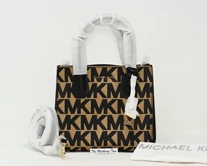MICHAEL KORS MERCER Medium Accordion Messenger Leather Large Logo Handbag Purse - Picture 1 of 14