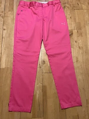 Pantalones de golf Puma para mujer Reino Unido 10 rosa impactante deporte estilo de vida pantalones de pierna recta Foto 1 de 4