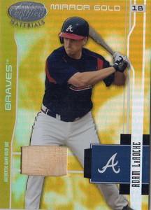 2003 Leaf Cert. Materials Mirror Gold Mats. Card #15 Adam LaRoche Bat Jsy