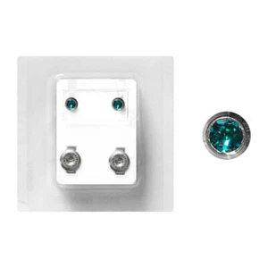 Erstohrstecker Chirurgenstahl Sterile Ohrstecker Zarge mit Stein in türkis 4mm - Bild 1 von 3