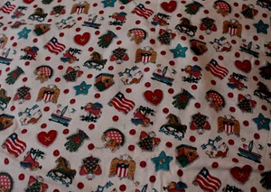 Vintage Americana Folk Art Small Print BTY 43" Wide Cotton Quilt Fabric - Picture 1 of 2