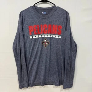 Maglia manica lunga NBA Pelicans basket uomo M grigia logo squadra maglietta grafica - Foto 1 di 5