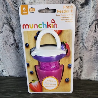 Alimentador de alimentos frescos Munchkin mordedor fresco crudo púrpura rosa bebé niño pequeño sin BPA Foto 1 de 4