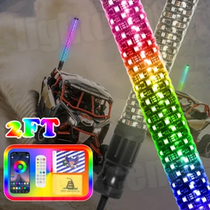 Pair 2FT Thick LED Spiral Chasing RGB Fat Whip Lights For Can Am Maverick X3 - Picture 1 of 18