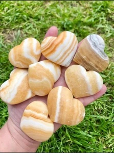 Orange Calcite Puffy Heart Carving Bulk Lot Of 8 Pcs Wholesale Crystal Pakistan - Picture 1 of 1
