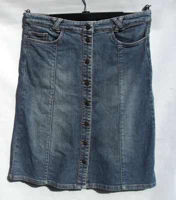 John Rocha Denim Skirt Size 12 Button Up W32 L24 with Pockets Split Front - Image 1 of 4