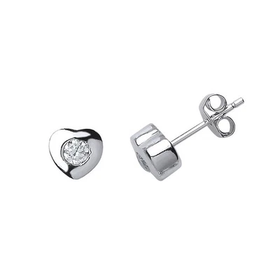 Jewelco London Signore Argento sterling bianca Zirconio cubico perno orecchini - Immagine 1 di 3