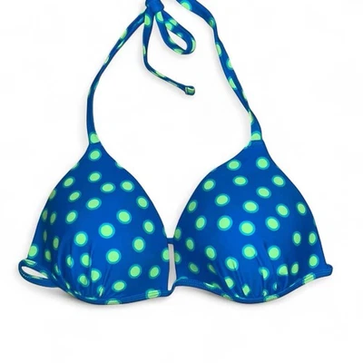 Top de bikini Old Navy para mujer talla grande azul verde lunares Foto 1 de 4