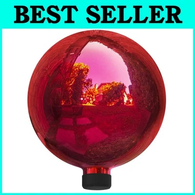 Decoración de patio globo terráqueo de vidrio rojo - 10" de diámetro Foto 1 de 4