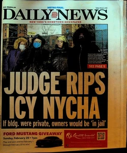 New York Daily News February 6 2022 NYCHA Protests Brian Flores Roger Goddell - Picture 1 of 3