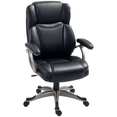 HOMCOM Silla de Oficina con Respaldo Alto, Silla de Computadora Giratoria Inclinable, Negra Foto 1 de 4