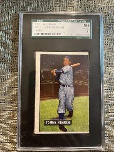 Bowman #291 1951 Tommy Henrich SGC 50/4 en muy buen estado/excelente - Imagen 1 de 2