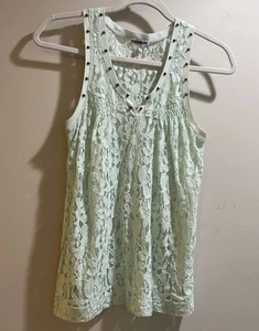 Express Damen Tanktop Größe XS neuwertig Spitze transparent Nieten - Bild 1 von 4