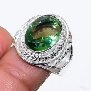 Green Amethyst Gemstone Handmade 925 Sterling Silver All Size Ring For Gift - Picture 1 of 1