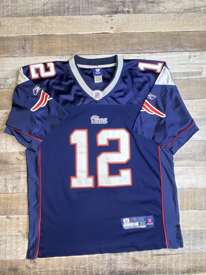 Reebok Tom Brady New England Patriots Size 48 Jersey Mens Y2K Football NFL Blue - Image 1 of 4