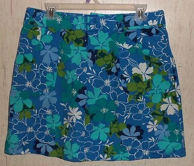 EXCELENTE PANTALÓN CORTO MUJER BLANCO CIERVO ELÁSTICO AZUL CON ESTAMPADO FLORAL TALLA 6 Foto 1 de 3