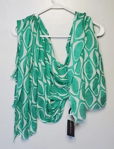 New Echo Design Turquoise Patterened Scarf, Retro Pattern, Light Material, NWT - Picture 1 of 9