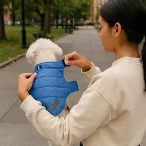 Giacca parka cane Bailey & Bella taglia media blu o nero reversibile usato - Foto 1 di 10