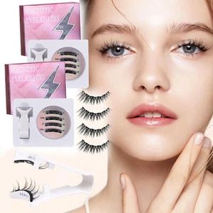 Reusable Natural Magnetic Eyelashes with Applicator No Glue Needed Lashes Kit US - Picture 1 of 12