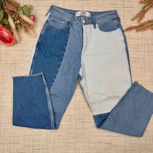 Hollister Curvy High Rise Mom Vintage Stretch Jeans Patchwork Blau Gr. 5S 27 - Bild 1 von 9
