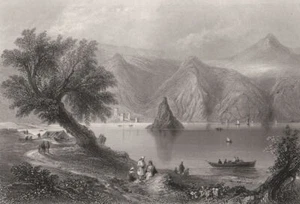 Babacai rock, Coronini, Romania. Danube Donau. BARTLETT 1840 old antique print - Picture 1 of 1