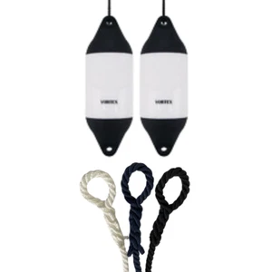 2 x HURRICANE Vortex Bootsfender: weiß PM03 - FREE SPLICED END 10MM SEIL - Bild 1 von 2