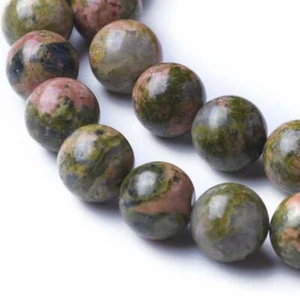 10 Unakite Gemstone Beads 8mm Natural Jewelry Making Supplies Natural - Picture 1 of 2