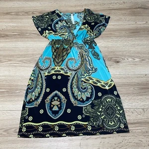 Maxi Vestido Boho de Cachemira Cachemira Cuello en V Talla Pequeña - Imagen 1 de 8