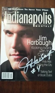 Cubierta autografiada de Jim Harbaugh de la revista mensual Indianápolis de agosto de 1996. - Imagen 1 de 5