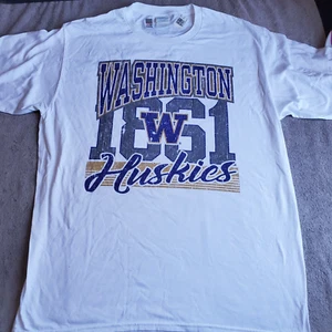 Washington Huskies Mens White T-shirt, University of Washington NCAA NEW - Picture 1 of 6