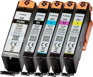 KIT 5 CARTUCCE ORIGINALI CANON PGI580-CLI581 per modello TS705 TS6350 TS6351 ec - Afbeelding 1 van 1