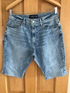 Abercrombie & Fitch Athletic Slim Fit Jeans Shorts In Mid Wash Size W32 L30 - Picture 1 of 8