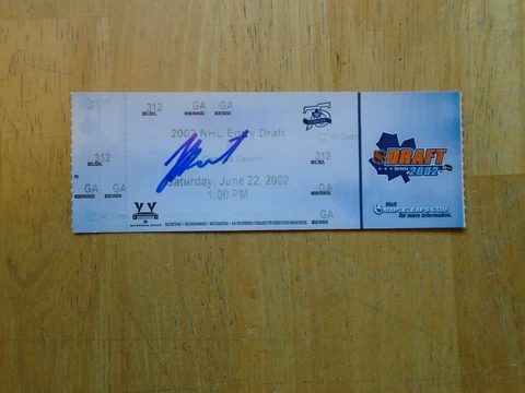 2002 NHL Draft Ticket Autographed by  Jay Bouwmeeter  (Florida Panthers) Cover