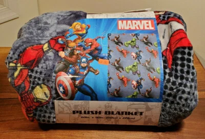 Cobertor de Pelúcia Marvel Avengers 60" x 90" Homem-Aranha, Pantera Negra (NOVO) - Imagem 1 de 4