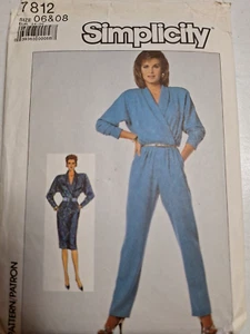 Dress Jumpsuit One Piece 6 8 Simplicity 7812 Sewing Pattern UC VTG Boxy Wrap 80s - Picture 1 of 7