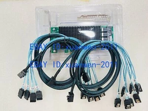 Lenovo LSI 430-16I HBA 12 Gbps PCIe 16 Port IT Mode JBOD +4*SFF-8643 SATA Cable - Picture 1 of 4