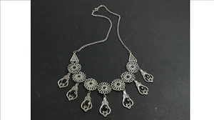Antiguo Collar Clasico Estilo Gotico Elegante Cabujon Negro Oxidiana - Imagen 1 de 1