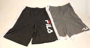 FILA Youth Boy's 2 Pair Grey Active Shorts Logo Pants Drawstring Size L 14/16 - Picture 1 of 7