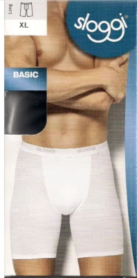 BOXER UOMO SLOGGI SHORT LONG GAMBETTA IN COTONE ELASTICIZZATO BIANCO NERO GRIGIO - Immagine 1 di 4