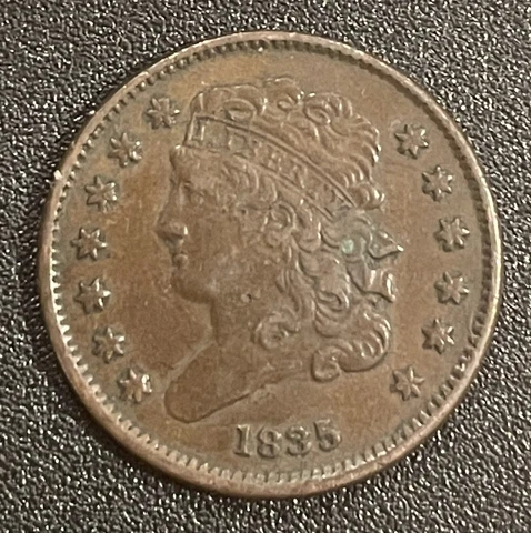1835 Classic Head Half Cent - XF Copper 1/2 c US Type coin Cover