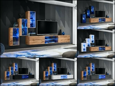 Anbauwand Wohnwand Schrankwand SWITCH XXII Wotan Hochglanz PVC Push - Click LED - Bild 1 von 4