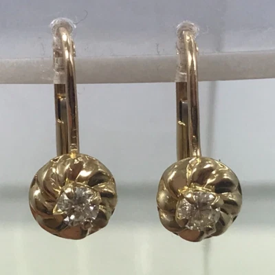 14 karat diamond earrings 14K gold lever back children / adult diamond earrings - Image 1 of 4