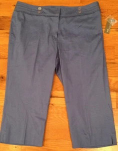 NWT Covington Blue Double Button Capri Pants Womens 16P 16 Petite  - Picture 1 of 2