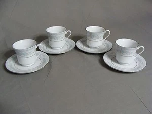 4 Fairfield Fine China Cups & 4 Saucers In The Rosepoint Pattern, Made In China - Picture 1 of 8